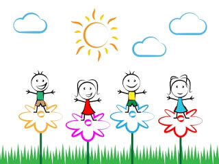 o seu dia ilustração crianças e flores