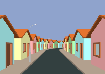 final da rua - rua com casas dos dois lados - ilustração